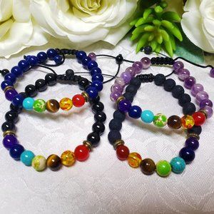 UNISEX Natural Genuine Chakra Stones Bracelets Healing Beads Bracelets
